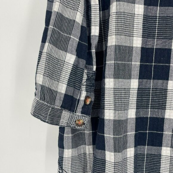 Anthropologie Pilcro Blouse Women's XS Black Plaid 3/4 Sleeves Rounded Hem Tunic - Picture 11 of 11